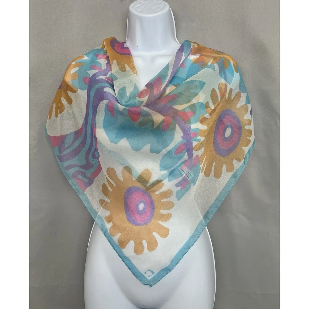 Vintage made in Italy Scarf Floral 100% Polyester‎